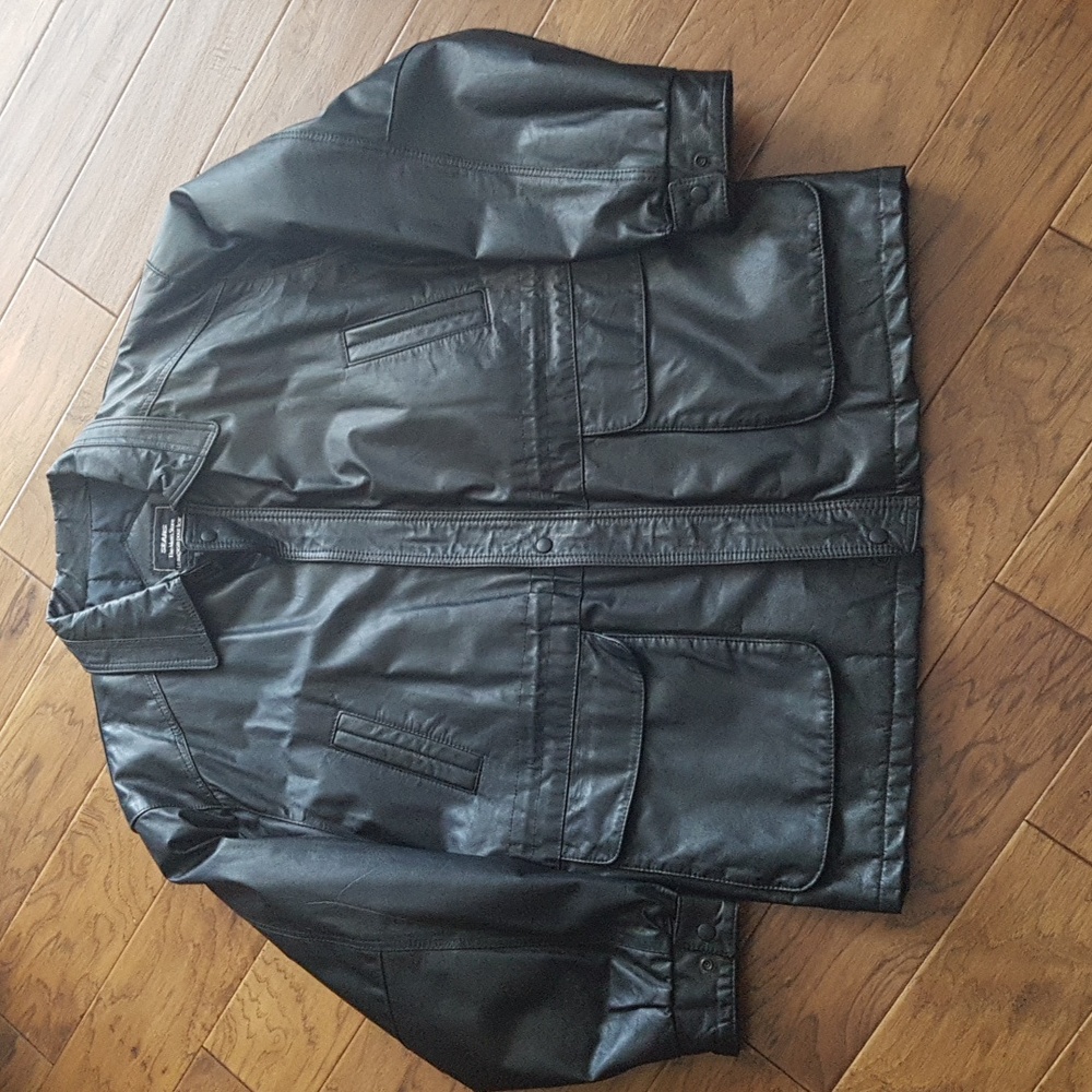 Vintage Sears Black Leather Jacket Made in Canada Men's Size XL (45-46)